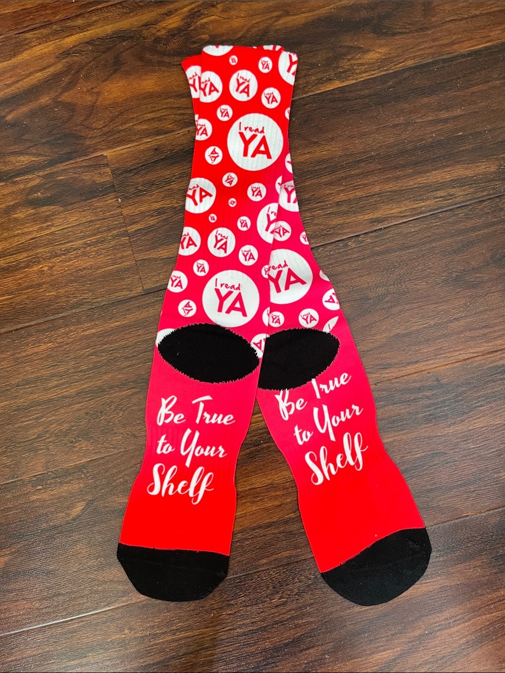 New! I Read YA Red Novelty Crew Socks - 'Be True to Your Shelf'